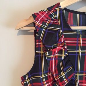 j crew factory | tartan plaid ruffle tank top